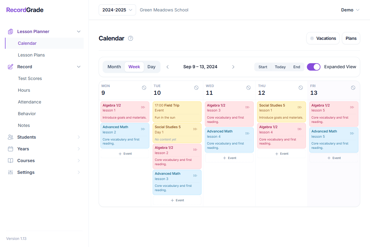 Year calendar